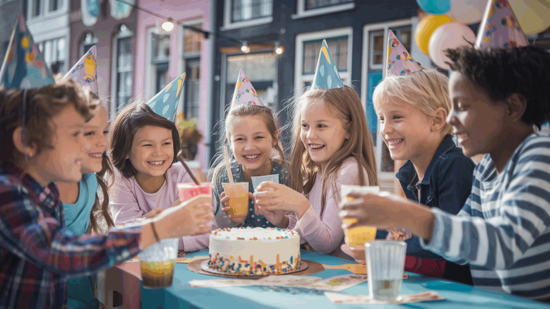 Kids birthday party with cake and drinks Amsterdam
