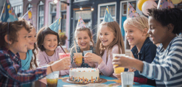 Kids birthday party with cake and drinks Amsterdam